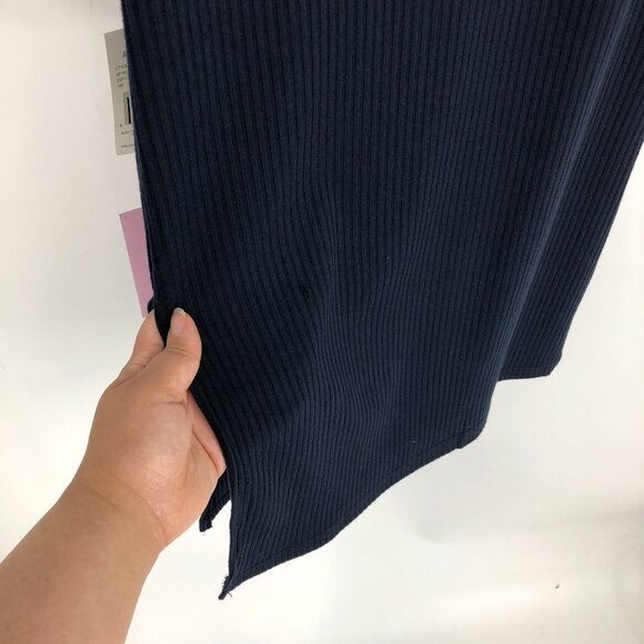 NWT Avec  Les Filles Navy Ribbed Knit Prairie Dress Long Sleeve Midi size M - Picture 12 of 15